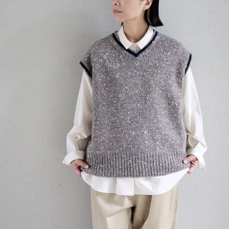 homspun ホームスパン ナチュラルネップベスト #ブラウン | sukima-スキマ