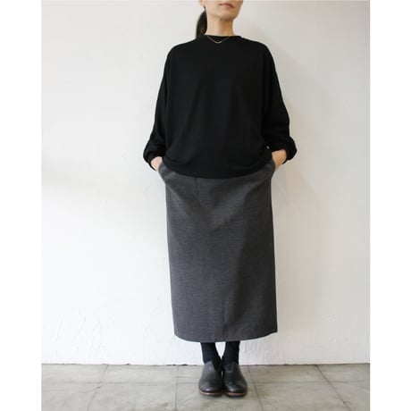 TRAVAIL MANUEL ミラノリブロングタイトスカート　#チャコール、ブラック