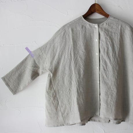 **再入荷** LinenYa リネンヤ　リネンバックギャザーブラウス　#ホワイト、ライトグレー、ブラック