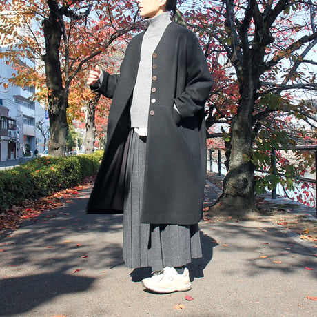 **再入荷** atelier naruse アトリエナルセ　melton wool cocoon coat　メルトンウールコクーンコート　#ブラック　【送料無料】