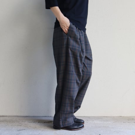 TRAVAIL MANUEL トラバイユマニュアル　ウェザーチェックプランパンツ　#ベージュ、ブラウン