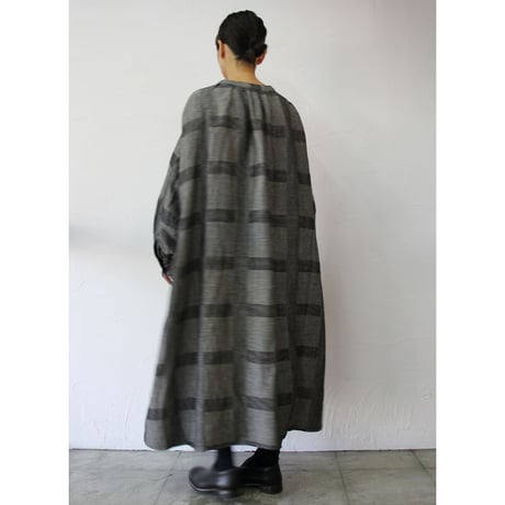 Brocante ブロカント　綿麻グレンチェックシャンブルワンピース　#ブラックチェック【送料無料】