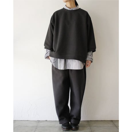 ARTE POVERA アルテポーヴェラ　刺し子風コットン天竺8分袖トレーナー　#スミクロ、ベージュ