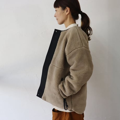 mao made マオメイド　ベアーボアジップジャケット　#グレージュ、モカ