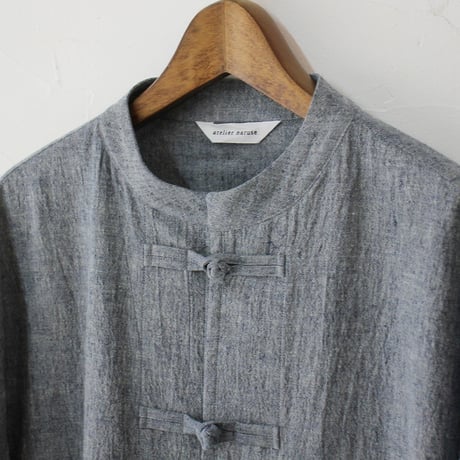 atelier naruse アトリエナルセ　コットンヘンプインディゴチャイナブラウス　cotton hemp indigo Chinese blouse