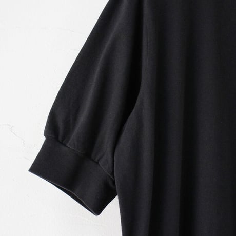 **再入荷** homspun ホームスパン　30/1天竺ハイネック半袖ワンピース　#ブラック　【送料無料】