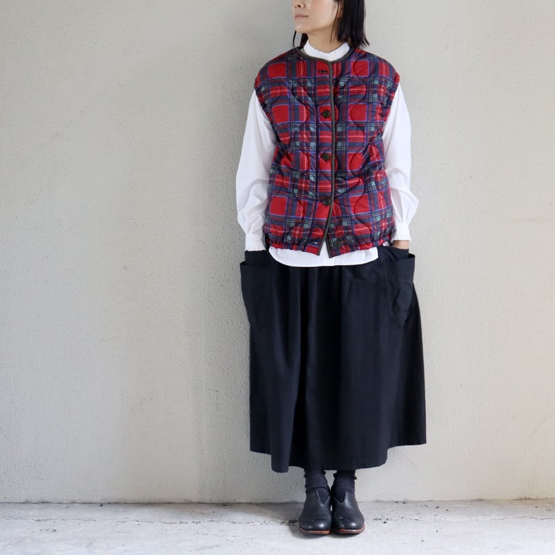maomade マオメイド キルトリバーシブルベスト #グリーンチェック