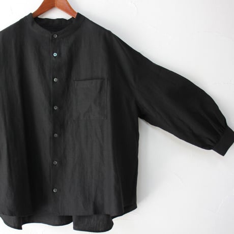 **再入荷** Linenya リネンヤ　リネンバンドカラーシャツ　#ホワイト、アイボリー、グレー、ブラック