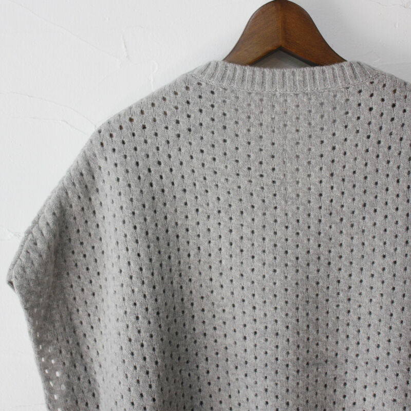 homspun ホームスパン メリノウール針抜きベスト #ライトグレー