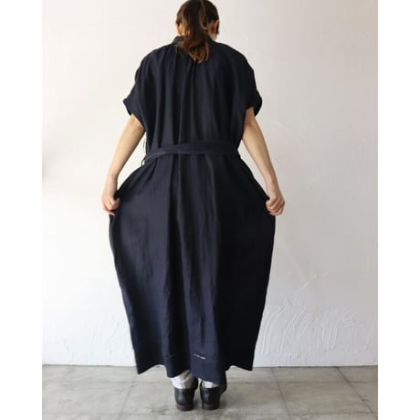 ASEEDONCLOUD アシードンクラウド　Antique linen Jiyusou smock dress #インディゴ　【送料無料】