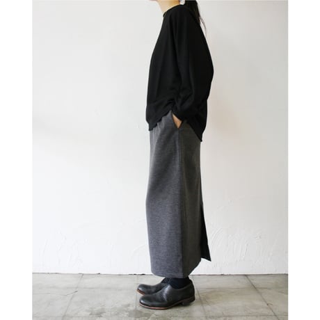 TRAVAIL MANUEL ミラノリブロングタイトスカート　#チャコール、ブラック