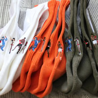decka x BRÚ NA BÓINNE　Embroidery Pile Socks (Baseball、Boxing)　#ホワイト、オレンジ、グリーン