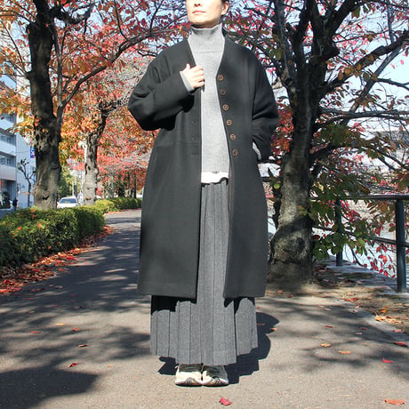 **再入荷** atelier naruse アトリエナルセ　melton wool cocoon coat　メルトンウールコクーンコート　#ブラック　【送料無料】
