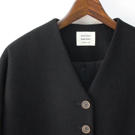 **再入荷** atelier naruse アトリエナルセ　melton wool cocoon coat　メルトンウールコクーンコート　#ブラック　【送料無料】