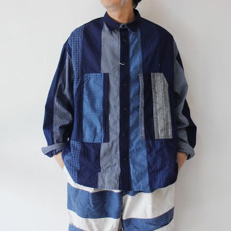 FUNSET OF ART ファンセットオブアート　インディゴパッチワークカバーシャツ　#インディゴ