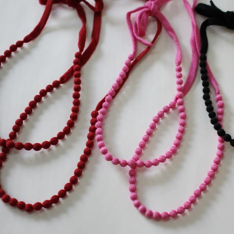 homspun ホームスパン　梳毛ネックレス　#ピンク、レッド、ブラック