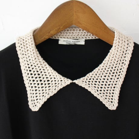 atelier naruse アトリエナルセ　cotton crochet collar knit　コットン クロシェカラー 半袖ニット