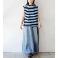 KHA:KI カーキ　8ozデニムフレアーロングスカート　#ecru , lt indigo