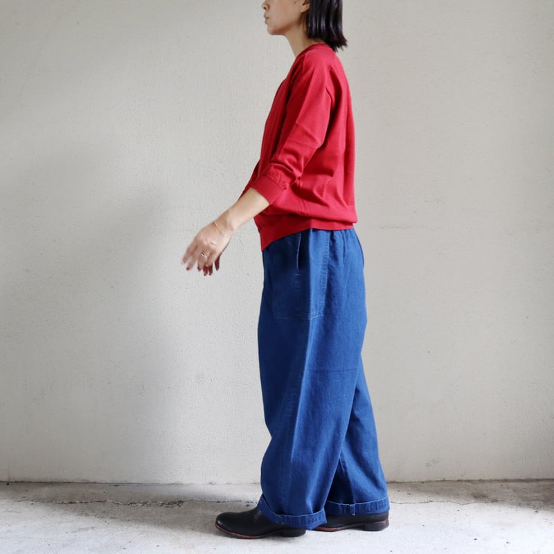 今季も再入荷** homspun ホームスパン 10ozデニムギャザーパンツ