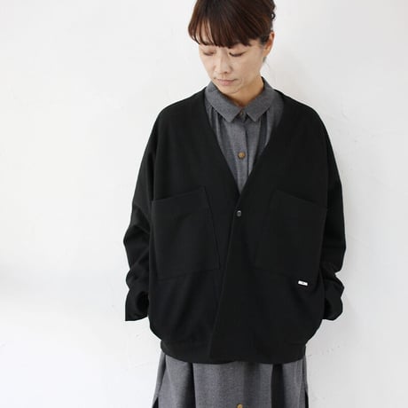 amne アンヌ　DRAPEY cardigan #チャコール、ブラック　【送料無料】