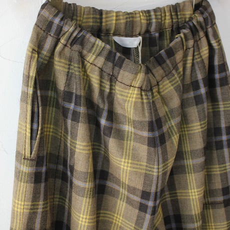 **またまた再入荷** homspun ホームスパン　ウールタータンギャザーパンツ　#ベージュｘサックス、チャコールグレーｘレッド