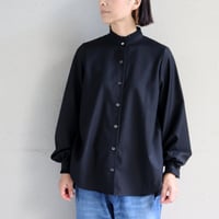 **再々入荷** amne アンヌ　GABARDINE frilled blouse　ギャバジンフリルブラウス　#ブラック