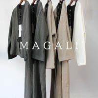 MAGALI マガリ　ブラッシュドベルギーリネンギャザーワンピース　#ベージュ、チャコール
