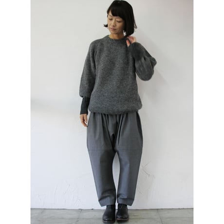 homspun ホームスパン　ウールサージギャザーパンツ　#TOPチャコール　【送料無料】