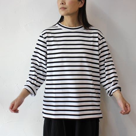atelier naruse アトリエナルセ　コットンボーダーカットソー（長袖）　cotton border cut&sewn ～+homme～