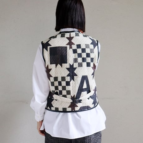 ASEEDONCLOUD アシードンクラウド　Map quilt print Reversible uniform vest #off white 【送料無料】