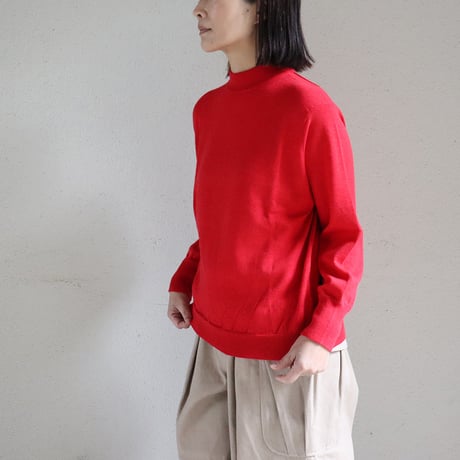 atelier naruse アトリエナルセ cotttn wool mock-neck knit　コットンウールモックネックニット　#チャコール、レッド