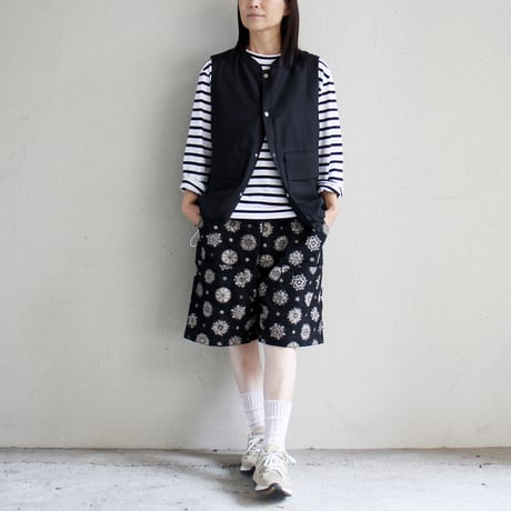 FUNSET OF ART ファンセットオブアート　紋抜染ダブルニーショートパンツ　#ブラック　【送料無料】