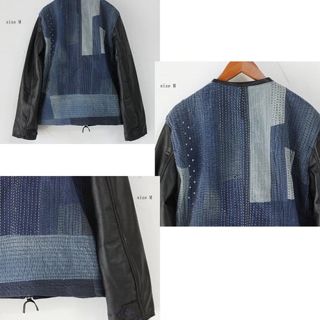 FUNSET OF ART ファンセットオブアート　インディゴRANRU刺し子xレザーシングルJK #indigo 【送料無料】
