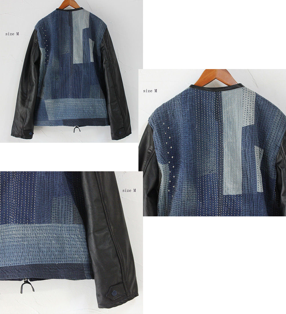 indigo whale ブラック刺し子オーバーオール Mサイズ