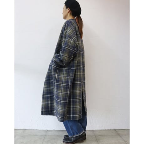 atelier naruse アトリエナルセ　タータンチェックツィードコクーンコート｜tartan check tweed cocoon coat