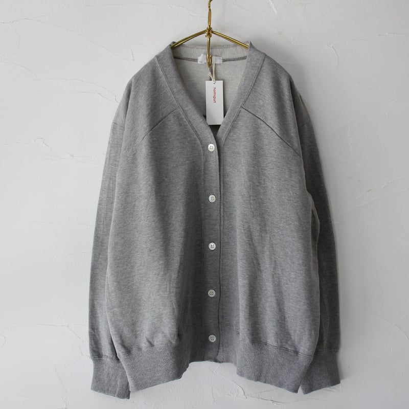 コンパクト裏毛Vネックカーディガン homspun ホームスパン コンパクト裏毛Vネックカーディガン #TOPグレー