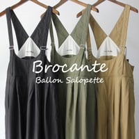 Brocante ブロカント　綿麻バックサテンバロンサロペット Ballon salopette #ベージュ、オリーブ、ブラック