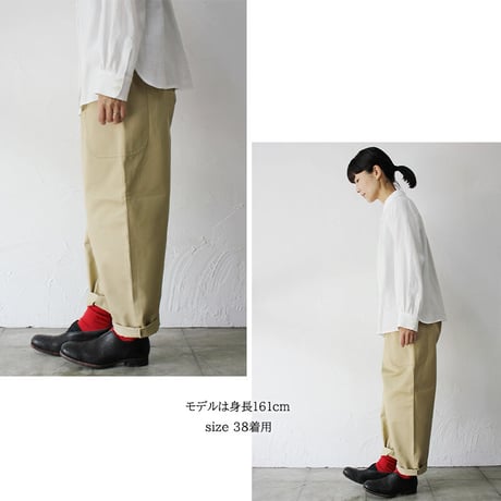 **再入荷** atelier naruse アトリエナルセ cotton chino balloon pants コットンチノWゴムバルーンパンツ #ネイビー、ベージュ　【送料無料】