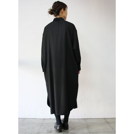 atelier naruse アトリエナルセ　wool saxony long shirt　ウールサキソニーロングシャツ　#グレイ、ブラック　【送料無料】