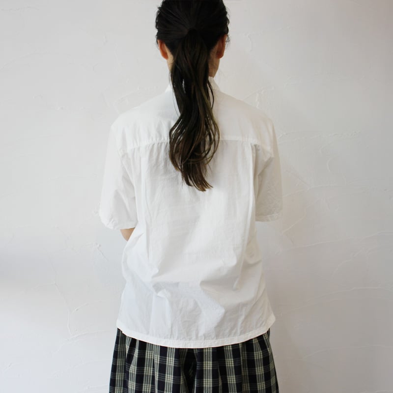 homspun ホームスパン コットン半袖シャツ #ホワイト、チェック