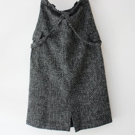 **再入荷** KHA:KI カーキ　TWEED CARGO SKIRT ツイードカーゴスカート　#ブラック　【送料無料】