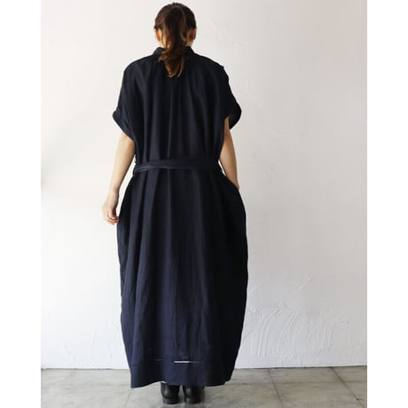 ASEEDONCLOUD アシードンクラウド　Antique linen Jiyusou smock dress #インディゴ　【送料無料】