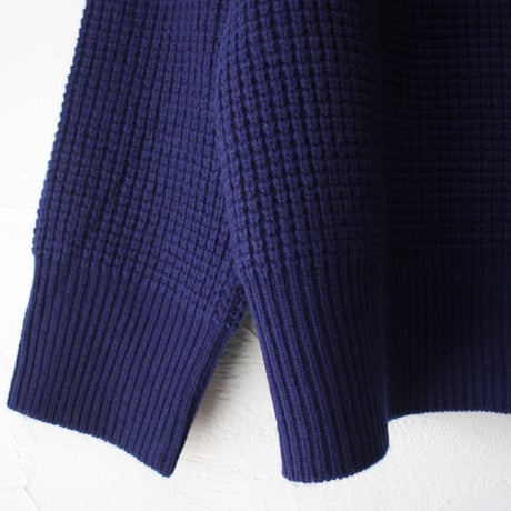 homspun ホームスパン　メリノウールワッフル編みプルオーバー　#オフホワイト、モスグレー、グリーン、ネイビー　【送料無料】