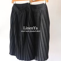**またまた再入荷** LinenYa リネンヤ　ウールプリーツスカート　#ブラック、グレー　【送料無料】