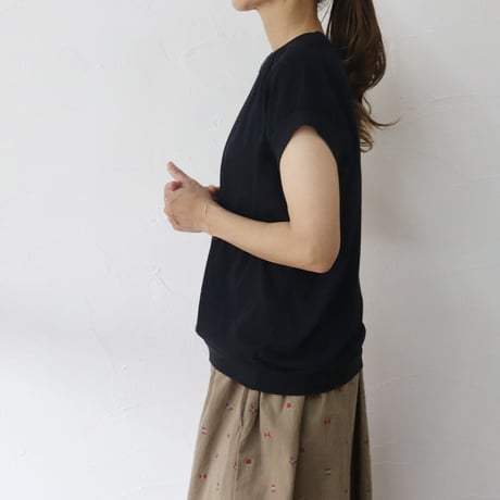 **2024s/s分到着** homspun ホームスパン 30/1天竺キャップスリーブTシャツ　#サラシ、ブラック、ネイビー