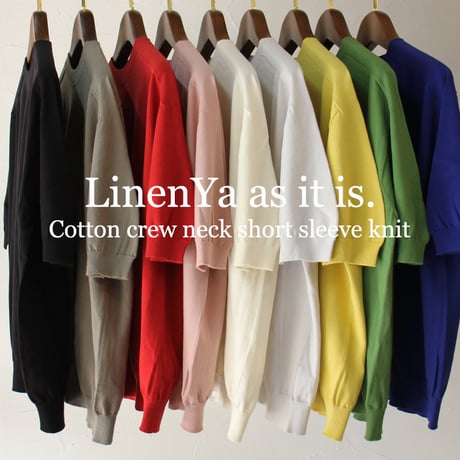 **またまたまた再入荷** LinenYa リネンヤ　as it is.　コットンクルーネック半袖ニット