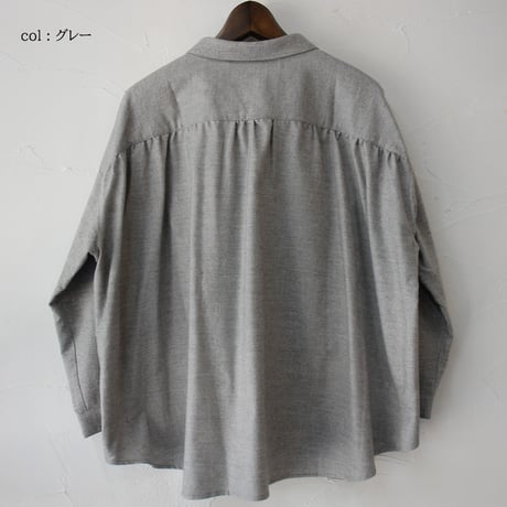 **再入荷** Linenya リネンヤ　コットンｘヤクウール丸襟ブラウス　#チャコール、グレー、ベージュ