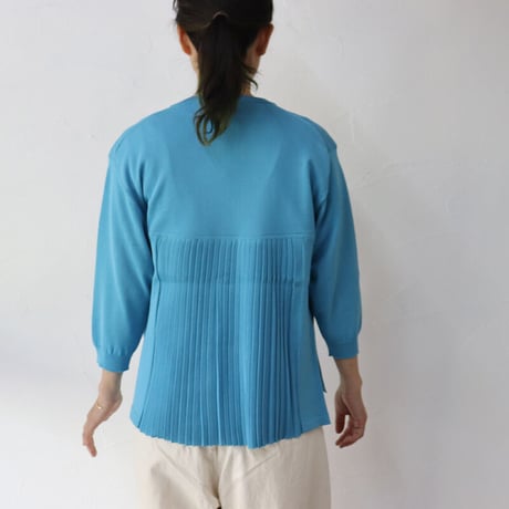homspun ホームスパン　強撚コンパクトヤーン七分袖スナップカーデ　#サックス、グレー、ネイビー