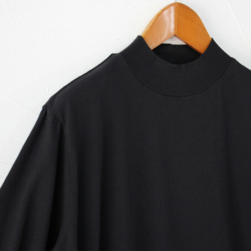 再入荷** homspun ホームスパン 30/1天竺ハイネック半袖ワンピース