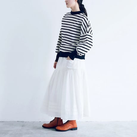 MAGALI マガリ　ハイゲージコットンバスクボーダーカットソー　#モカ×ブラック、アイボリー×ブラック
